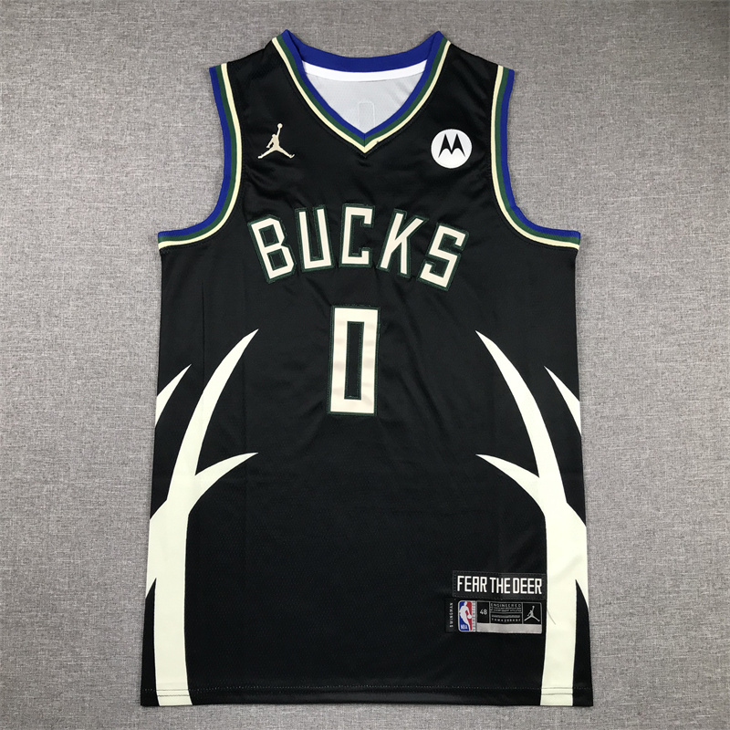 Men Milwaukee Bucks #0 Lillard Black Jordan Brand 2025 NBA Jersey style 1->milwaukee bucks->NBA Jersey